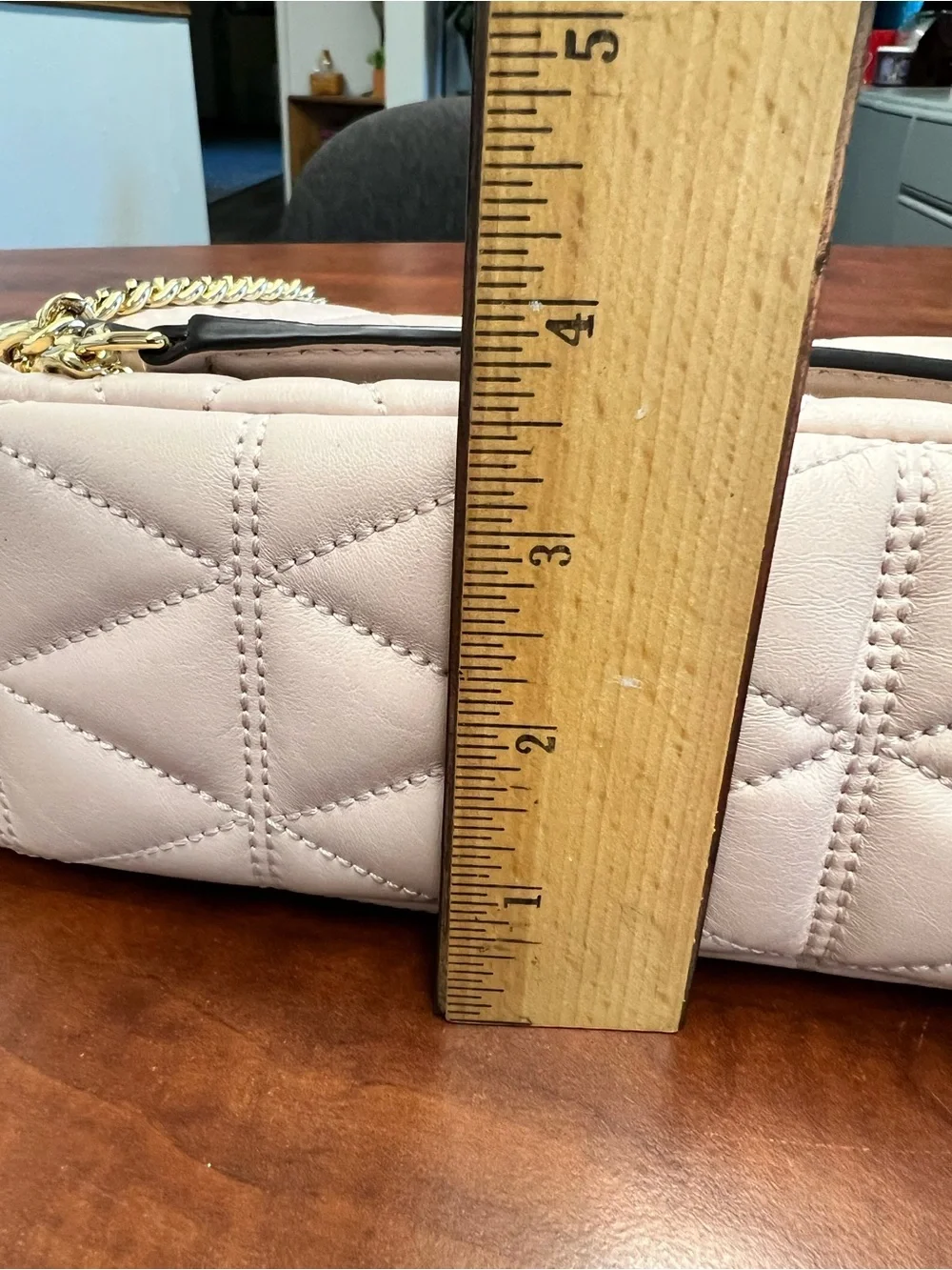 Michael Kors Quilted Sloan  Crossbody Bag in Pale Pink with Gold Hardware